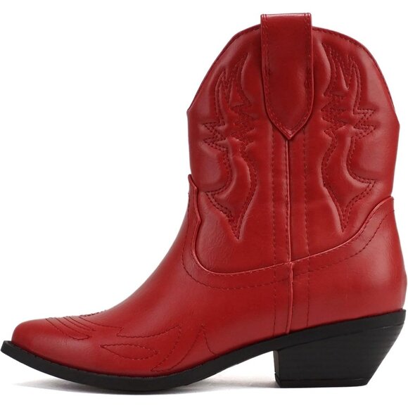 Soda RIGGING Ankle Mid Shaft Boots Women Red Synthetic Rubber Western Stitched - Picture 1 of 4